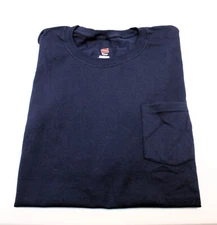 Hanes Men's Blue/Navy Pocket T-Shirt Crew Neck 100% Preshrunk Cotton #RN15763