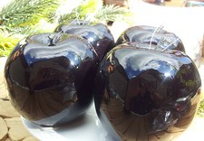 4 x Äpfel Hängen schwarz Glanz 9cm Große Dekoration Kunstobst Dekofrüchte