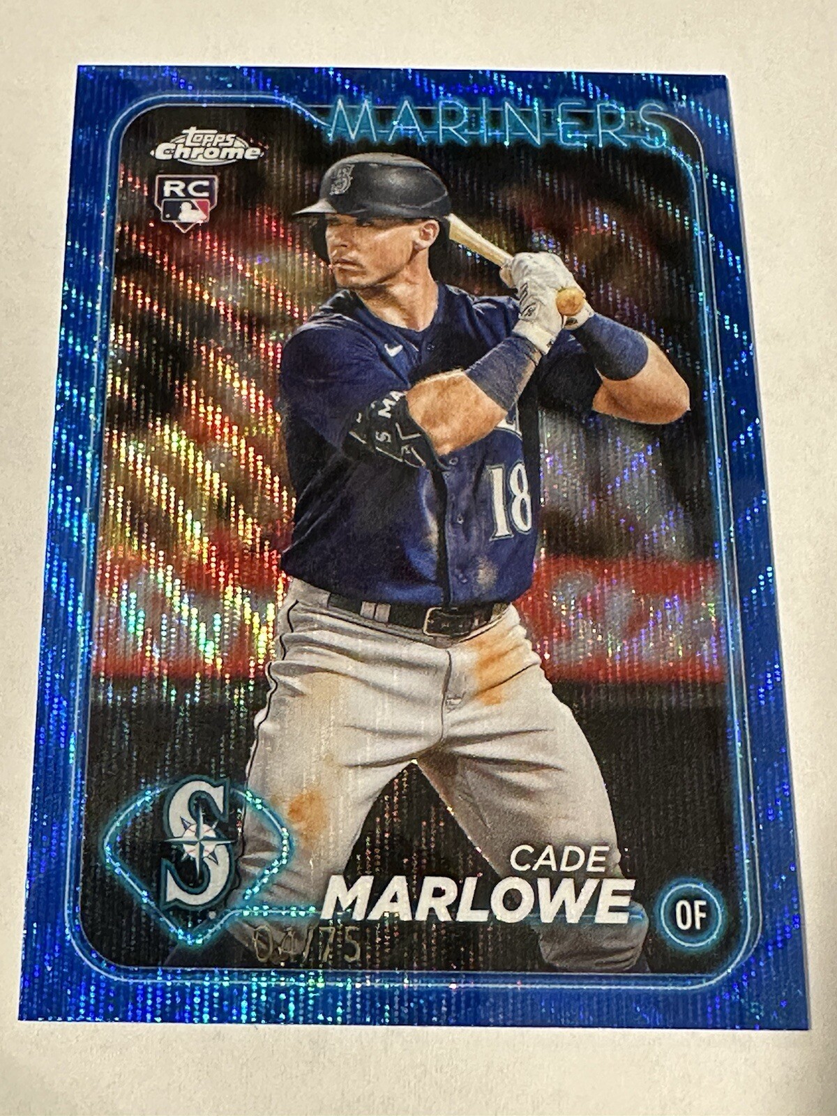 2024 Topps Chrome Cade Marlowe #266 Blue Wave Refractor /75 Rookie RC Mariners