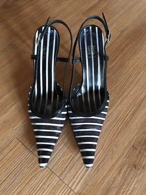 GIANFRANCO FERRE Black & White Leather High Heel Dress Shoes-Made in Italy 38/8