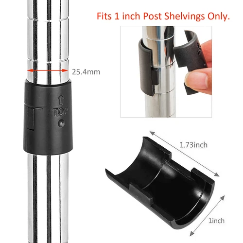 4Sets Chrome Wire Shelving Shelf Locking Pole Clips Plastic Black Post Tube Clip - Picture 2 of 12