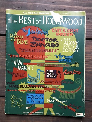 Vintage 1966 Sheet Music THE BEST OF HOLLYWOOD Book Motion Pictures of 1960s