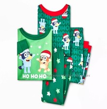 BLUEY Disney Christmas Pajamas Toddler Size 2T-5T Boys Girls Holiday Dog 2 3 4 5