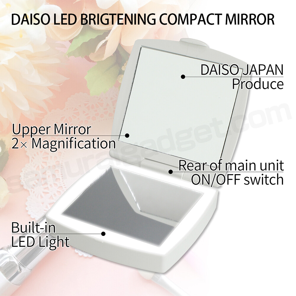 Daiso Brightening Compact Mirror Makeup Mirror 2X Magnifying サルート61G D70 ソング M VI