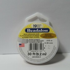 Beadalon Bead Stringing Wire 19 Strand Satin Gold 30 Feet 0.38mm 1 Roll