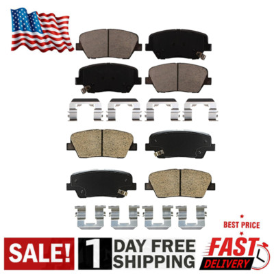 Front and Rear Ceramic Brake Pads w/ Hardware for Hyundai Santa Fe Kia Sorento