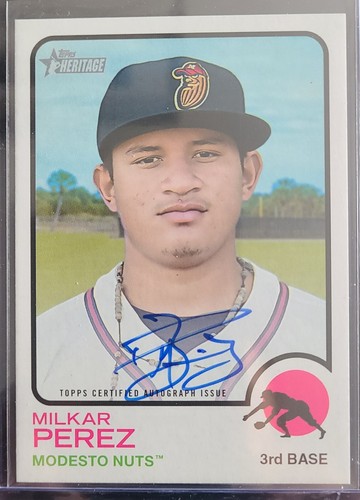MILKAR PEREZ 2022 TOPPS HERITAGE MINOR LEAGUE REAL ONE ON CARD AUTO #ROA-MP - 第 1/2 張圖片
