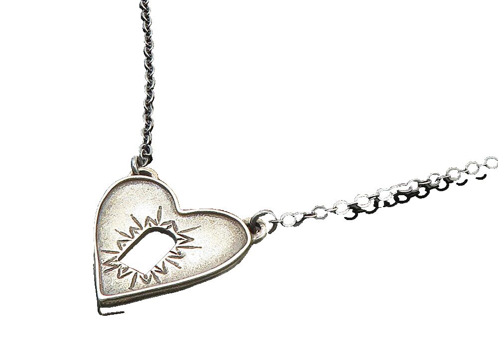 LISA LEONARD 925 Silver Vintage Dark Tone Love Heart Chain