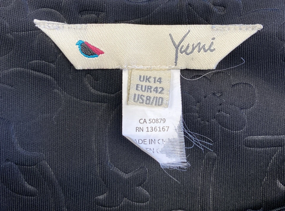 Yumi Womens Black Floral Embossed Fit Flare Sleeveless Circle Dress Sz 8 10 - Image 3 of 4