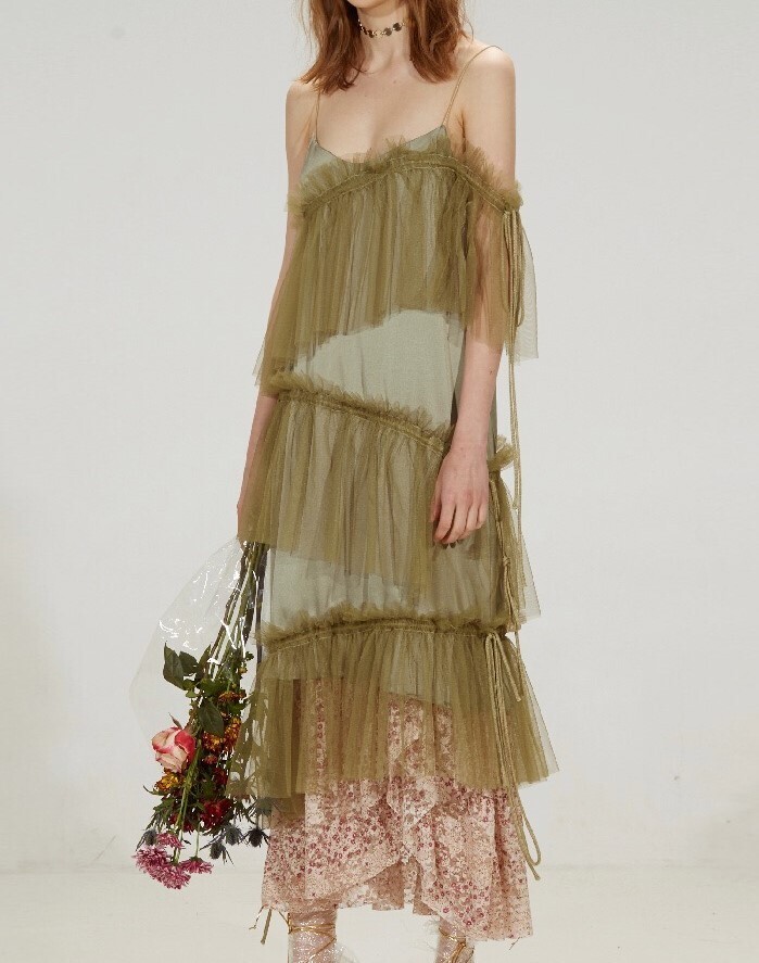 green emerald velvet dress Tropical Ash Leaf Printed Maxi Dress S main image 0