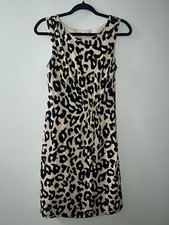 ANN TAYLOR LOFT IVORY/BLACK/GRAY LEOPARD PRINT SLEEVELESS DRESS SZ SMALL