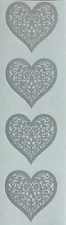 STRIP Mrs Grossman`s BROCADE SILVER HEART Stickers Laser 1995 SuperRare VINTAGE