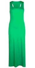 Womens Racer Maxi Dress Ladies Long Stretch Jersey Plain Muscle Back Vest Top UK