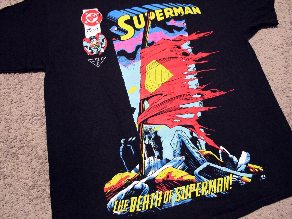 90s SUPERMAN vs DOOMSDAY Tシャツ DC COMICS Death of Superman Comic Book Cover Doomsday men's t-shirt sz XL