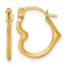 14K Yellow Gold 14.8 MM Beautiful Heart Shape Hoop Earring
