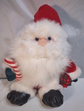Vintage Fiesta 14" Christmas Plush Santa Claus W/Candy Cane and Gift Box