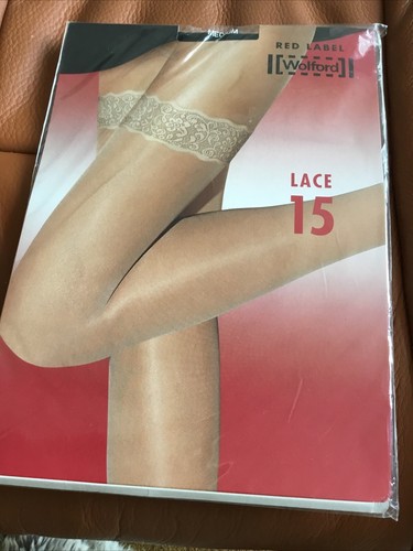 Bas Jarretière Wolford Lace – Off White – Taille L – 15 Deniers – Neuf