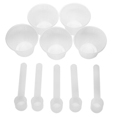5PK Cup and Scoop Set - 25mL Cups & 2.5mL Scoops - Polypropylene - Eisco Labs