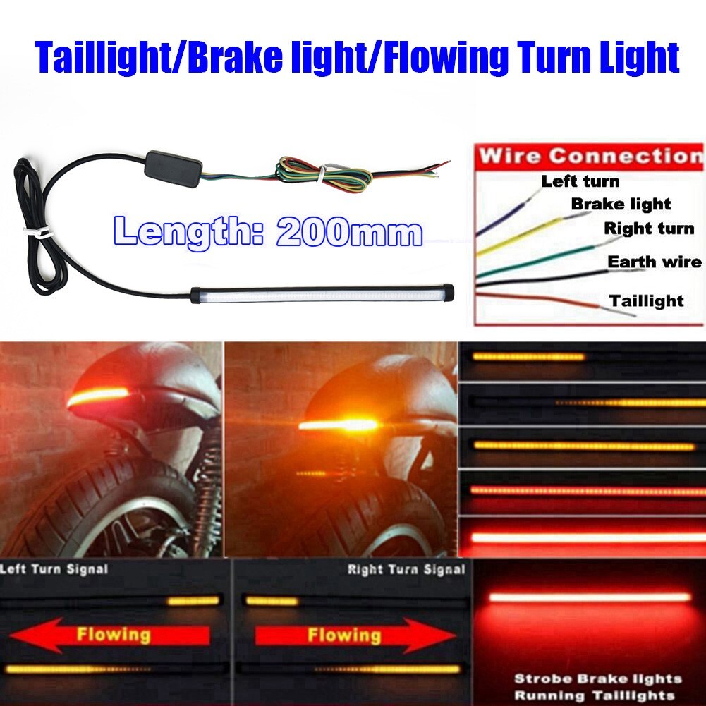 Kit De Tiras LED Secuenciales Para Motocicleta - Intermitentes Que Fluyen + Luz DRL - Para Trasera O Delantera