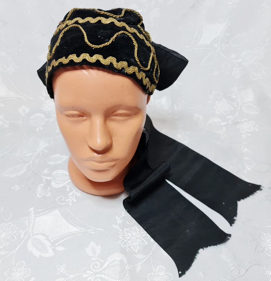 ANTIGUO AUTÉNTICO C19 AUSTRIA TRACHTENHAUBE VICTORIANO ORO BORDADO SOMBRERO Foto 3 de 4