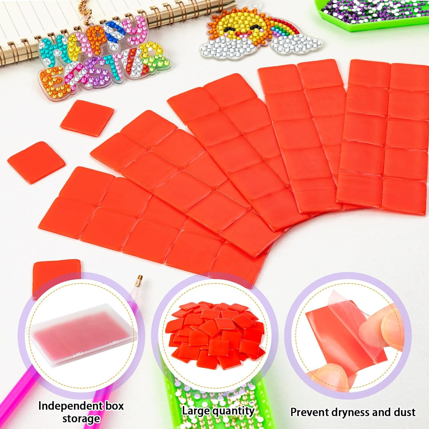 SYWHXY 100Pcs Diamond Art Wax DIY Painting Glue Clay, Red Refills with Storage B