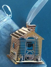 New Home Christmas Ornament Dated 2020 Cabin Silver Colored Metal