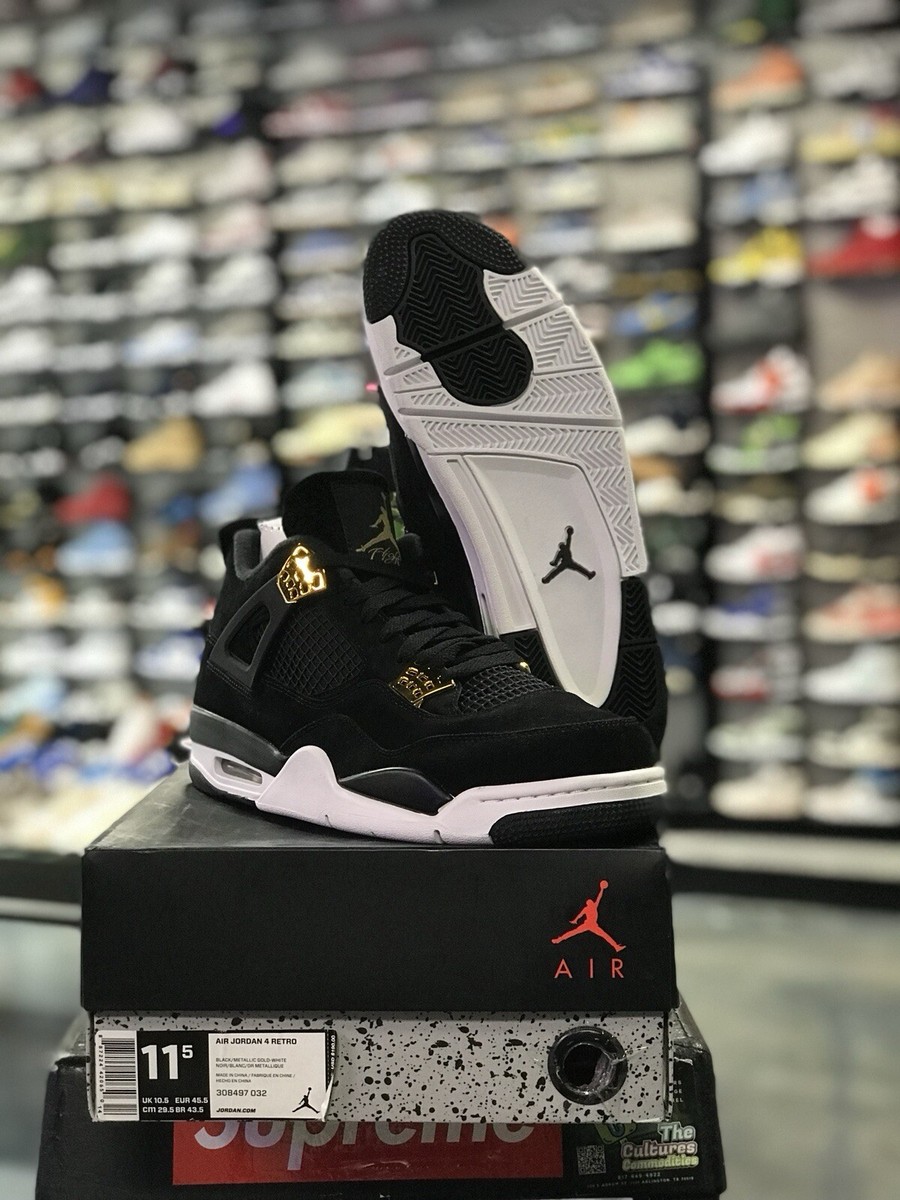 jordan retro 4 black and gold footlocker