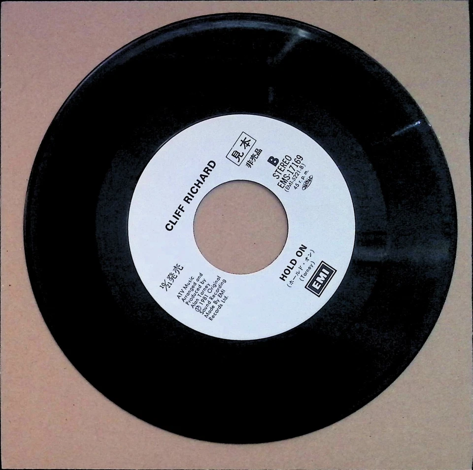 Cliff Richard – Wired for Sound PROMO Japan 7" 1981 Hold On Toshiba EMI - Image 4 of 4