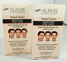 New 2 ALMAY StayClean Medicated Pore Strips Blackhead Treatment 12 x 2