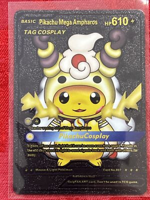 【海外版】Pikachu Mega Ampharos コスプレしたピカチュー Pikachu Mega Ampharos Cosplay Fan Art Black Gold Foil | eBay
