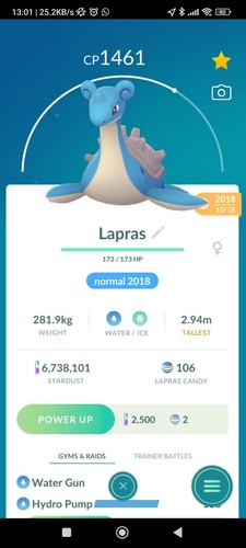 Lapras ( Caught In 2018 ) Pokemon Tr@de Go