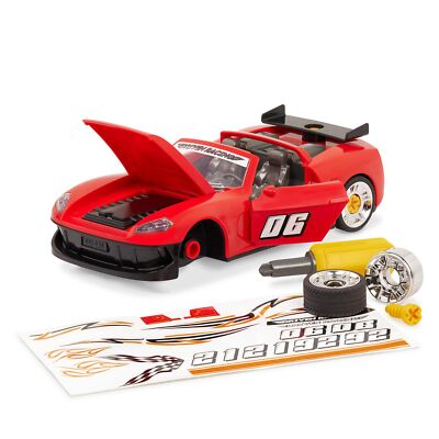 Driven By Battat   Toy Takeapart Sports Car For Kids   34pc Red Toy Car Playset 