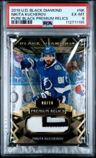 Kucherov 2019 Black Diamond Pure Black Premium Relic, Jersey 8/10 PSA 6