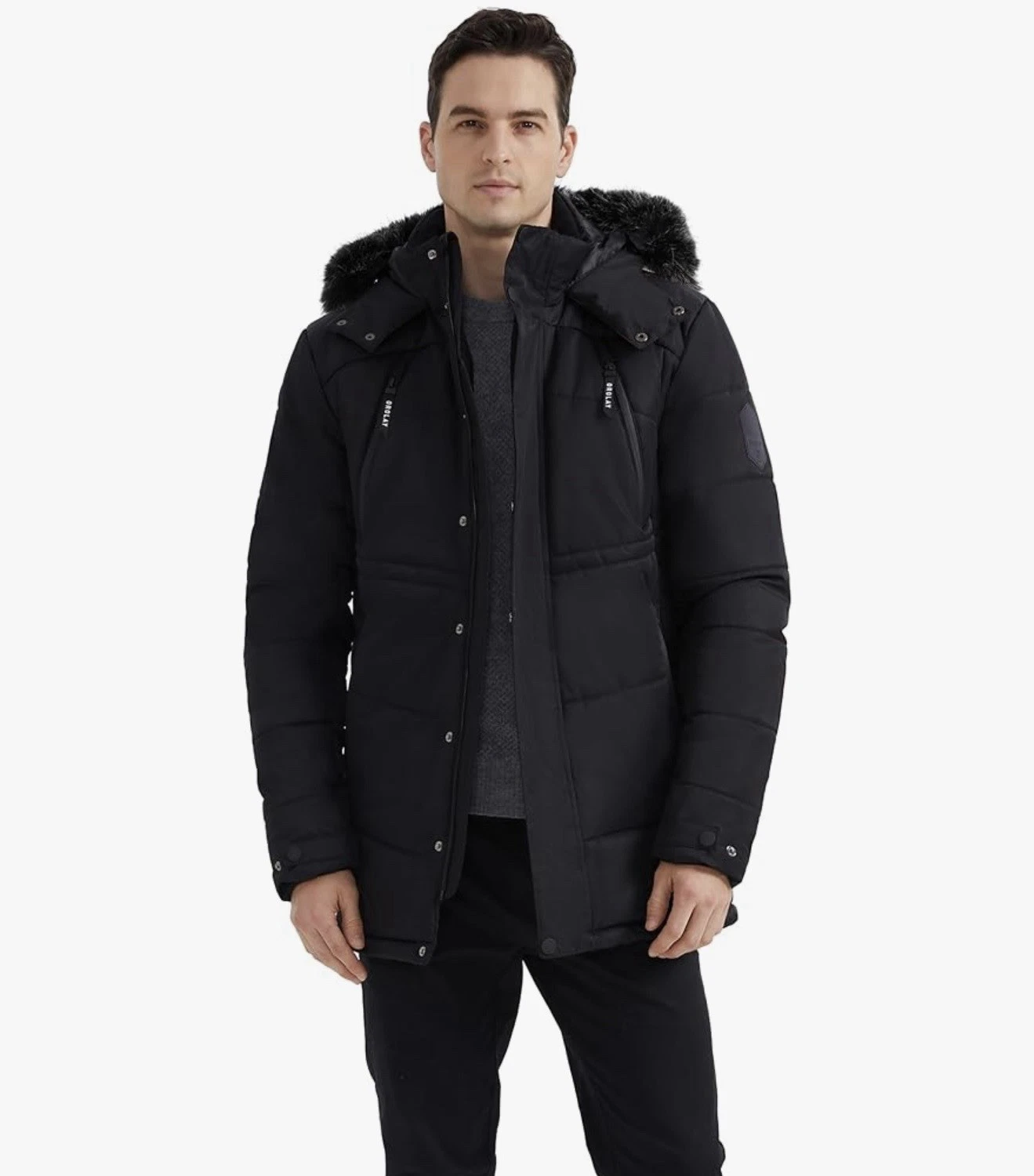 Orolay Men's Winter Warm Jacket Hooded Mountain Parka with Faux Fur (Medium)
