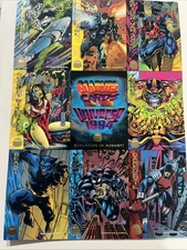 FLEER 1994 - MARVEL UNIVERSE UNCUT DEALER TRADING CARD SHEET 9 CARD PANEL