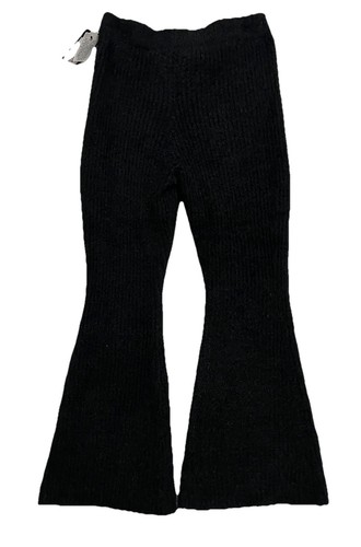 Girls' Stretch Ribbed Flared Elastic Waist Pull-On Cozy Pants Black XL (14/16) - Picture 3 of 7