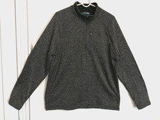 Eddie Bauer Mens Sweater XL Gray 1/4 Zip Fleece Radiator Pocket Long Sleeve