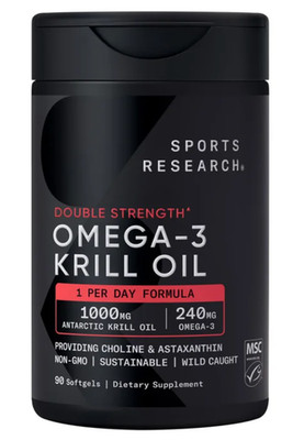 Krill Oil Omega 3 1000mg 90 Softgels Sports Research Antarctic