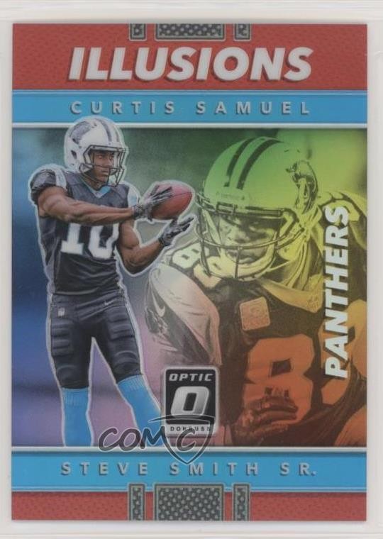 2017 Donruss Optic Illusions Red Prizm 78/99 Curtis Samuel Steve Smith Sr w1s