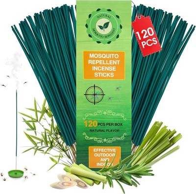 120 Pcs Natural Mosquito Repellent Outdoor Patio, Citronella Oil Mosquito Incens