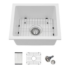 Lofeyo 18 Granite Composite Kitchen Sink - 18 inch 1-Bowl Sink Basin 18"x16" 