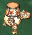 COLORFUL VINTAGE PRECOLUMBIAN AZTEC/MAYAN STYLE TRIPOD BOWL — photo 3