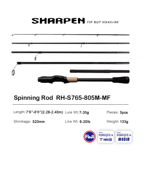 PURELURE SHARPEN Travel Spinning Casting Rod XF/MF FUJI Bass Pike