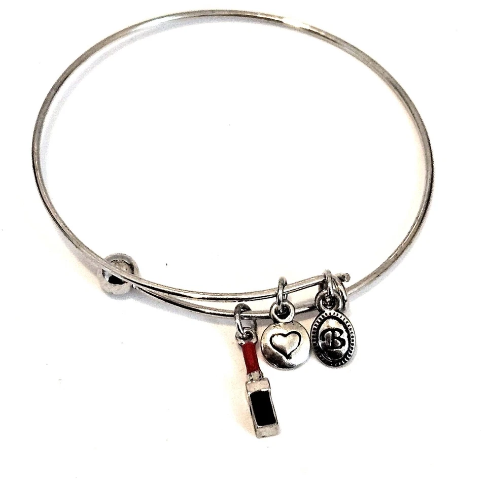 BRIGHTON 2 Pc Red High Heel Shoes & Lipstick Silver Tone Bangle Bracelet Set - Image 3 of 3