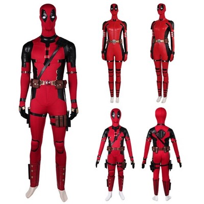 Kids Adult Dead Pool Cosplay Overall Zentai Jumpsuit Halloween Carnival Suit Men