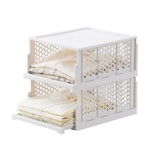 Pull-out Plastic Storage Basket with a Lid,Stackable Closet Organizers Drawer...