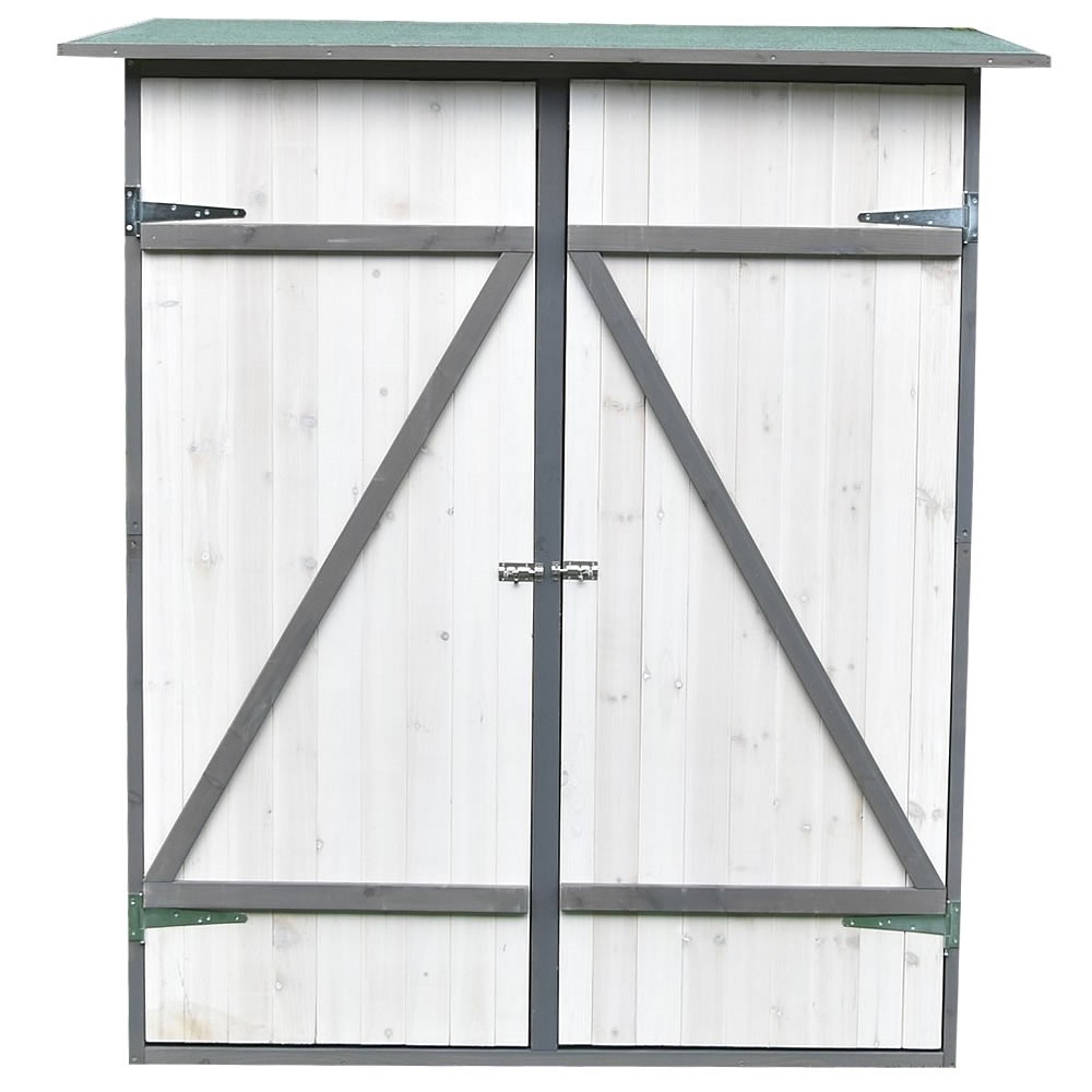 Geräteschrank XXL Werkzeugschuppen Weiß/Grau Gerätehaus Holz Gartenschrank 