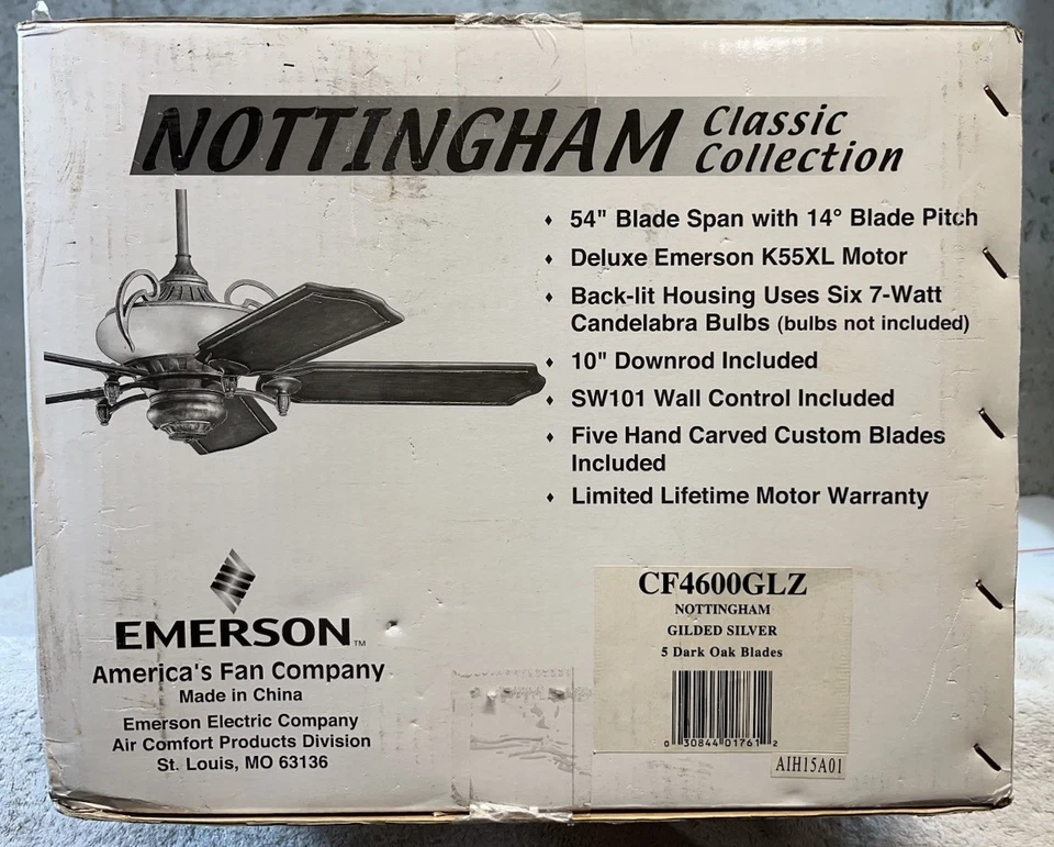 Ventilador de teto Emerson Classic Collection Nottingham 54” prata dourada CF4600GLZ - Imagem 3 de 4