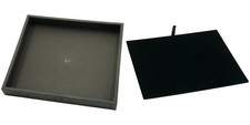 Black Open Square Stackable Jewelry Display Tray w/ Black Leather Pad Insert