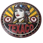 Vintage Texaco Gasoline Sign - Aviation Pilot Gas Pump Porcelain Sign